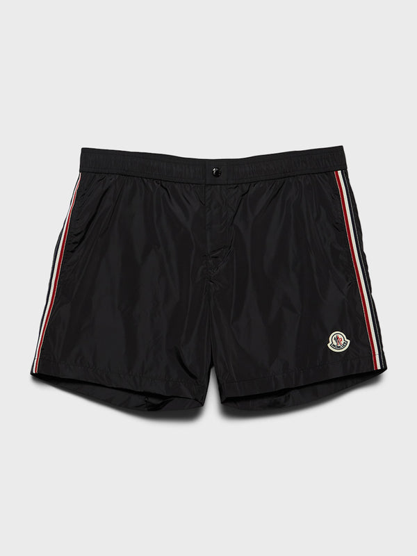 stoy Tricolour-Trimmed Swim Shorts in Black