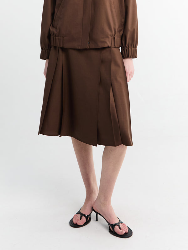 stoy Tropical wool pleated skirt in Brown