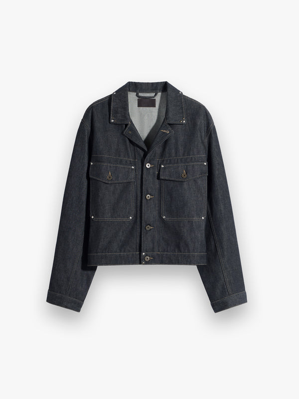 stoy Trucker Jacket with Studs in Slate