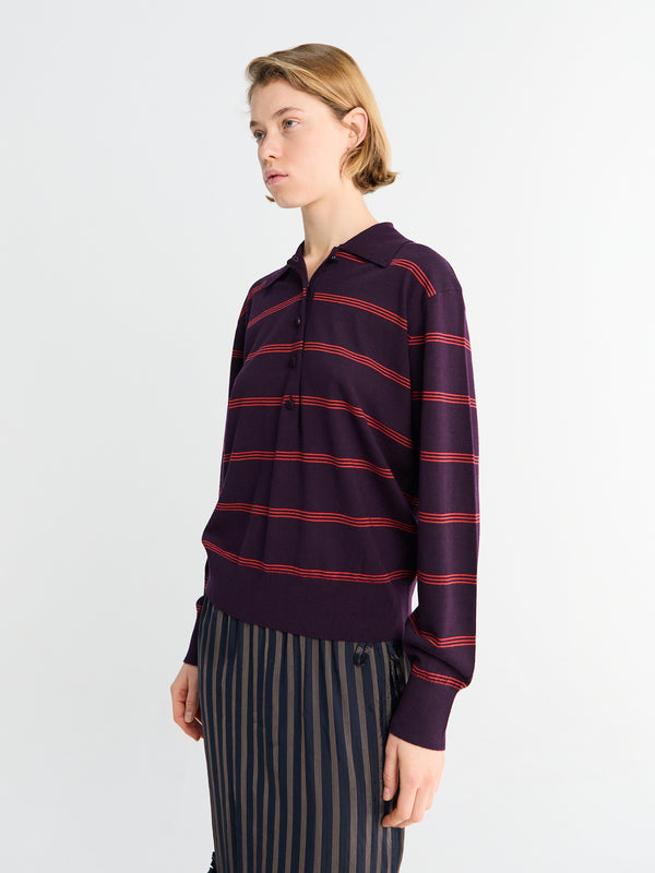 Stoy Tuno Stripe Sweater In Dark Purple