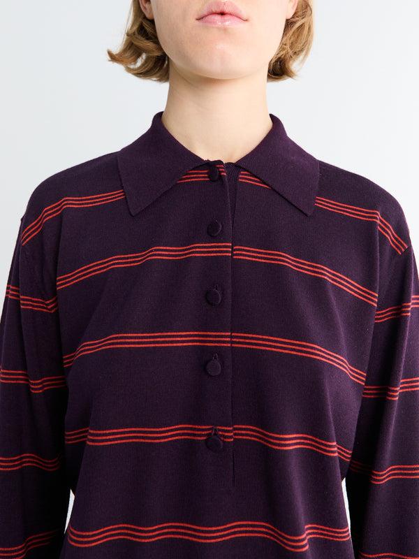 Stoy Tuno Stripe Sweater In Dark Purple