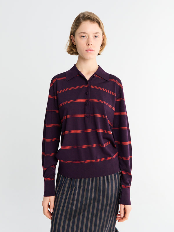 stoy Tuno Stripe Sweater in Dark Purple