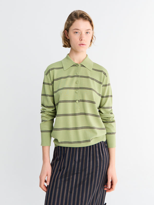 Stoy Tuno Stripe Sweater In Olive