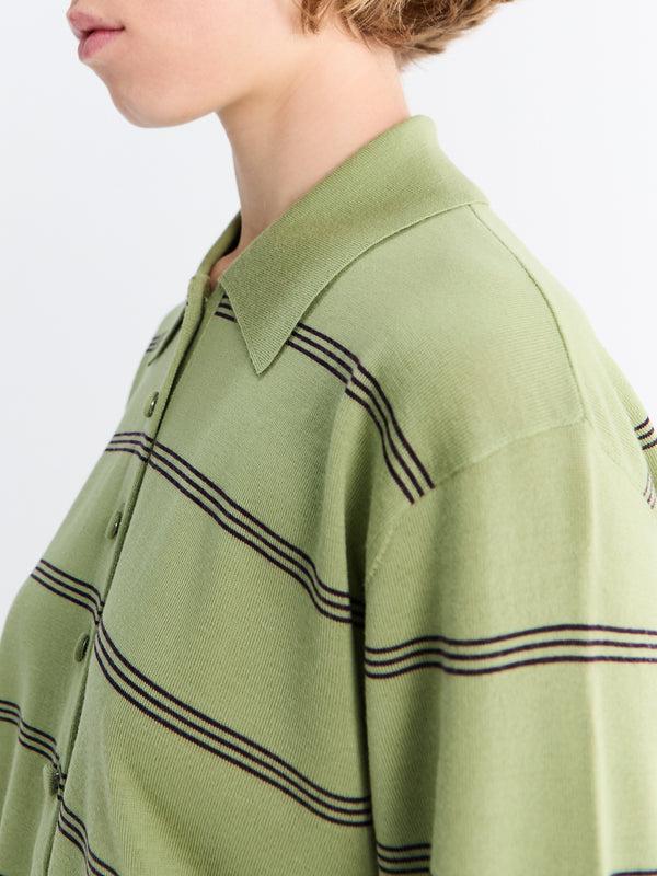 Stoy Tuno Stripe Sweater In Olive