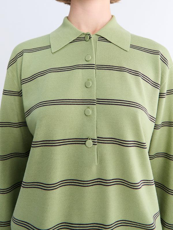 Stoy Tuno Stripe Sweater In Olive