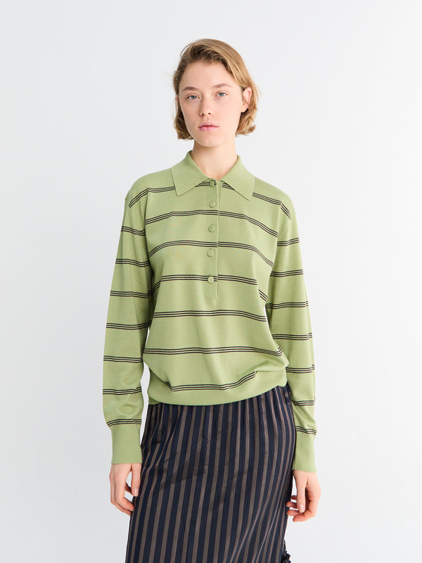 stoy Tuno Stripe sweater in Olive