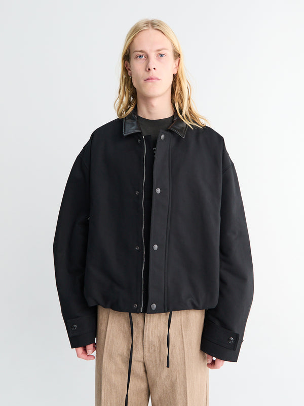 stoy Twill Bomber Jacket in Black
