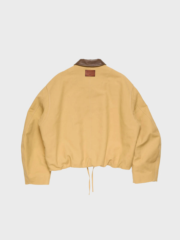 Stoy Twill Bomber Jacket In Sand Beige