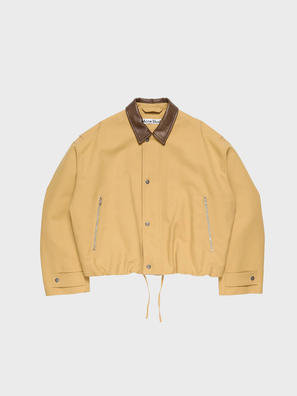stoy Twill Bomber Jacket in Sand Beige