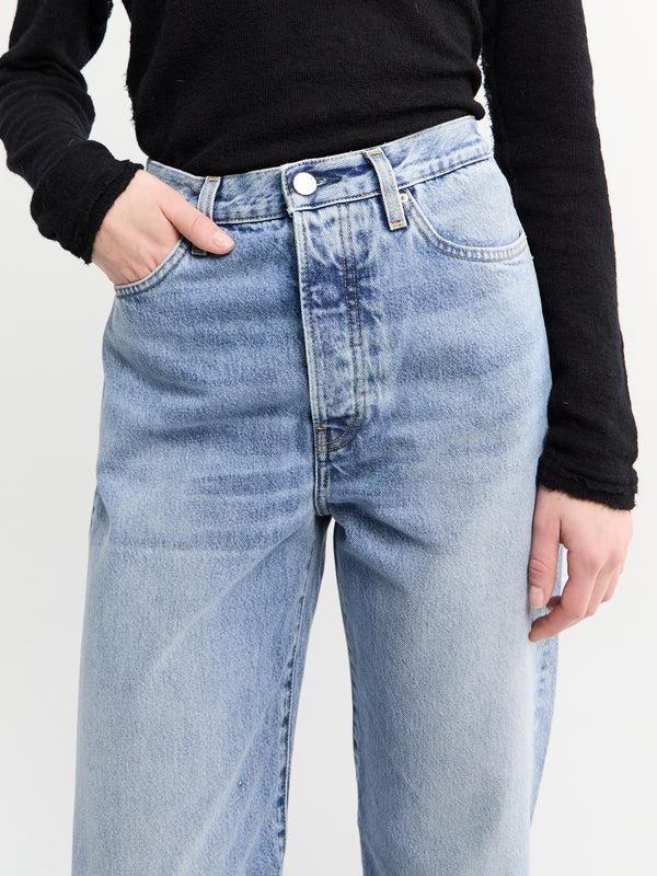 Stoy Twisted Seam Denim Full Length In Worn Blue