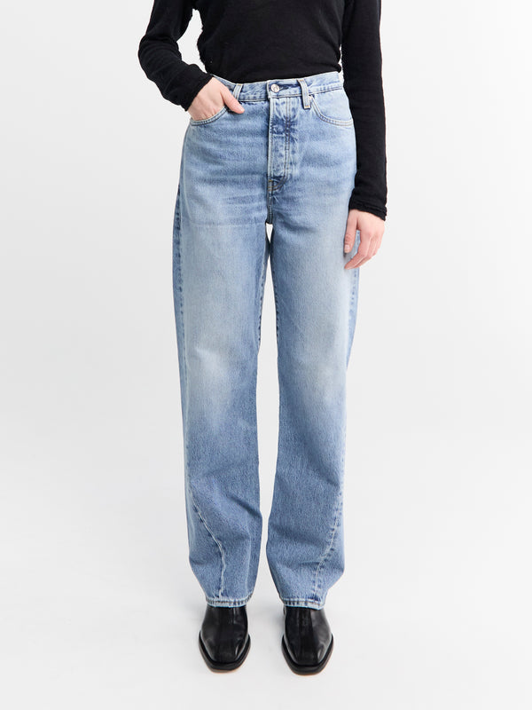 Stoy Twisted Seam Denim Full Length In Worn Blue