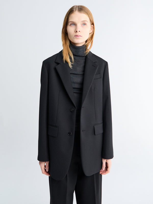 Stoy Unisex 2 Button Wool Blazer In Black