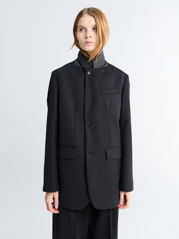 Stoy Unisex 2 Button Wool Blazer In Black