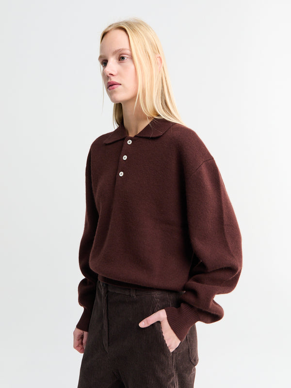 Stoy Unisex Cashmere Collared Sweater In Brown