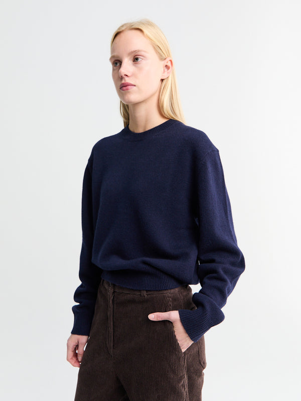 Stoy Unisex Cashmere Crewneck Sweater In Deep Navy