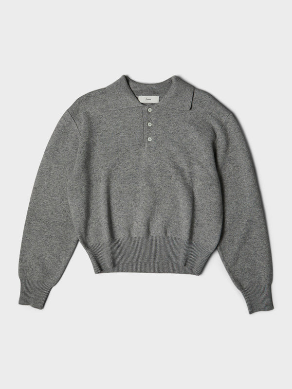 stoy Unisex Collared Sweater in Melange Grey