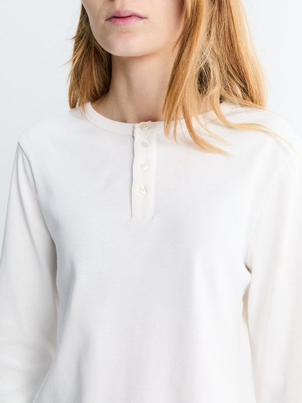 Stoy Unisex Henry-neck T-shirt In Off White