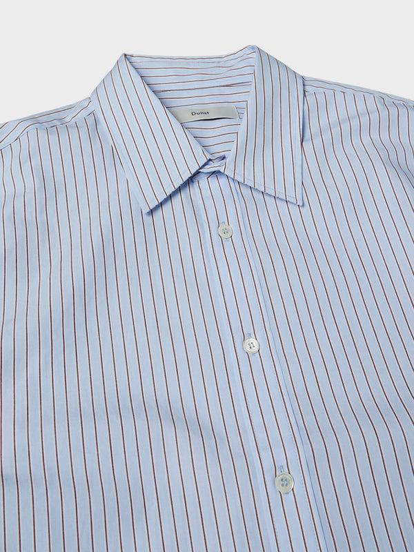 Stoy Unisex Informal Shirt In Blue Brown Stripe