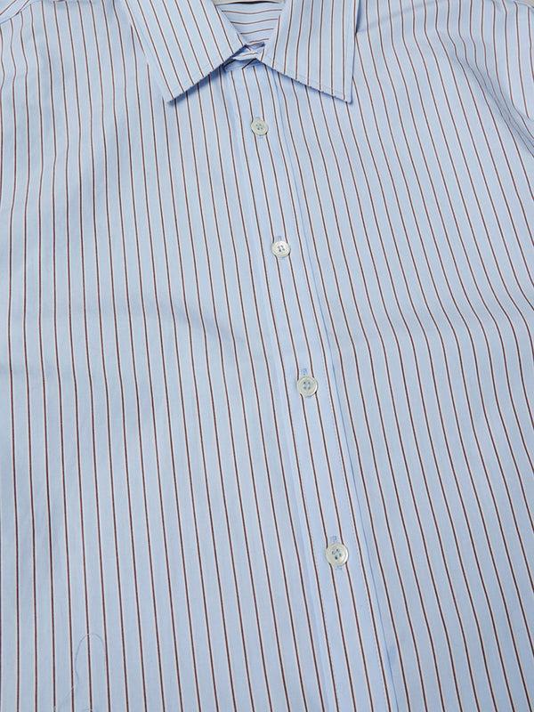Stoy Unisex Informal Shirt In Blue Brown Stripe