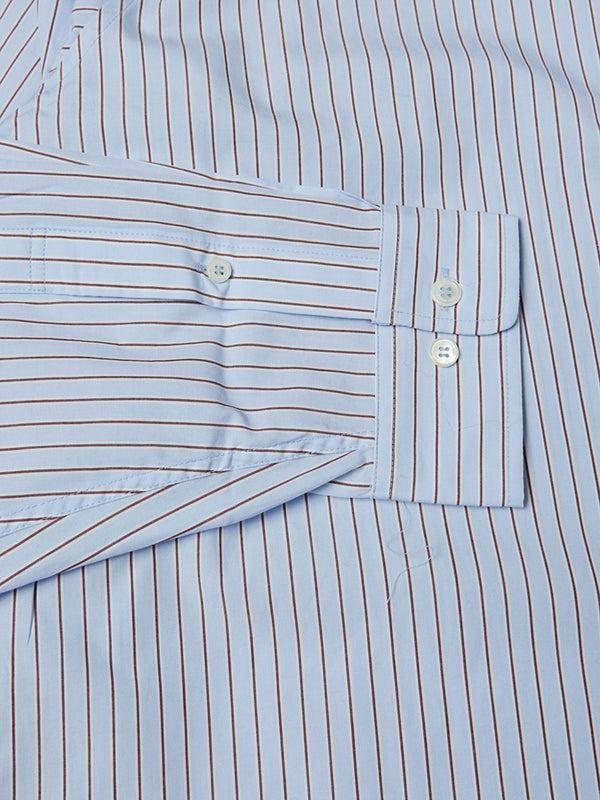 Stoy Unisex Informal Shirt In Blue Brown Stripe