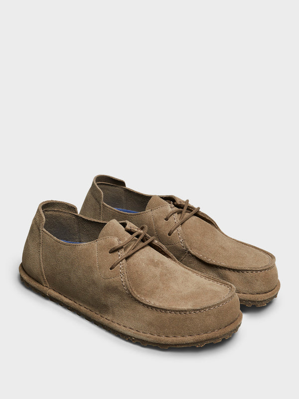 Stoy Utti Lace Suede Leather Shoes In Gray Taupe