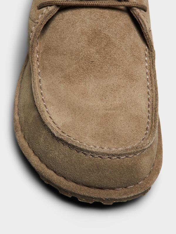 Stoy Utti Lace Suede Leather Shoes In Gray Taupe