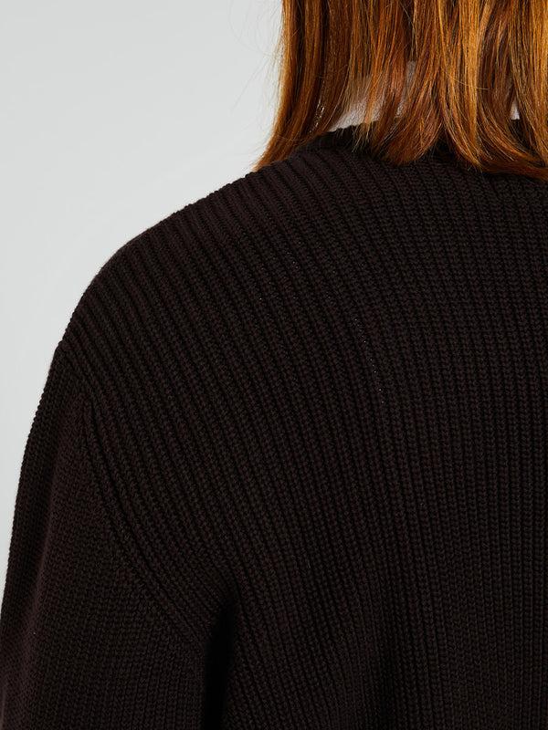 Stoy V-Neck Shaker Stitch Sweater In Brown