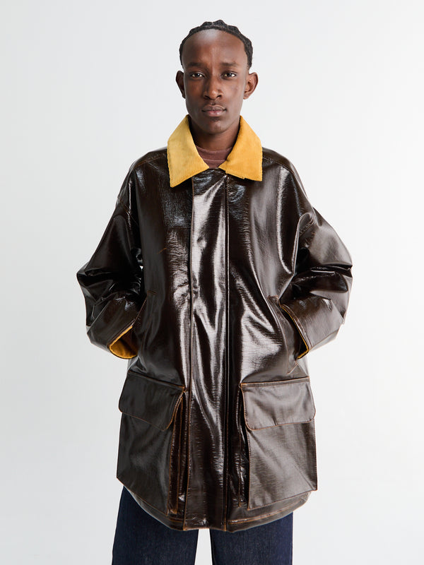 Stoy Vinyl Leisure Jacket In Brown