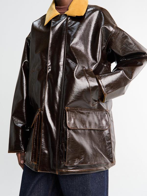 Stoy Vinyl Leisure Jacket In Brown