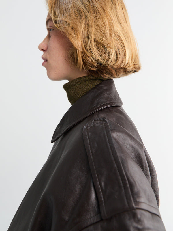 Stoy Viper Leather Jacket In Brown