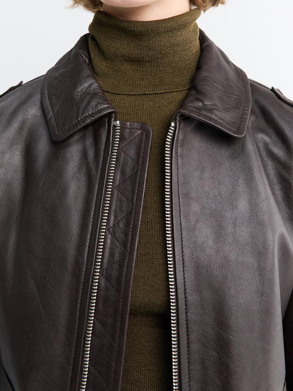 Stoy Viper Leather Jacket In Brown
