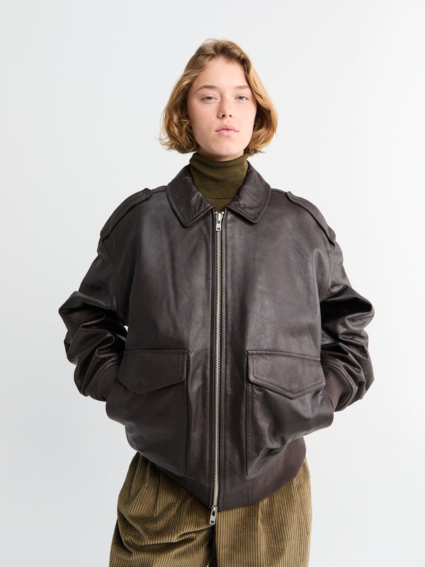 Stoy Viper Leather Jacket In Brown