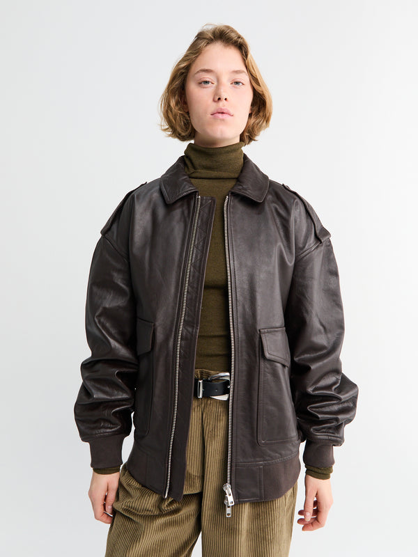 stoy Viper Leather Jacket in Brown