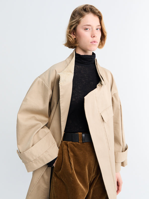 Stoy Water Resistant Coat In Cool Beige