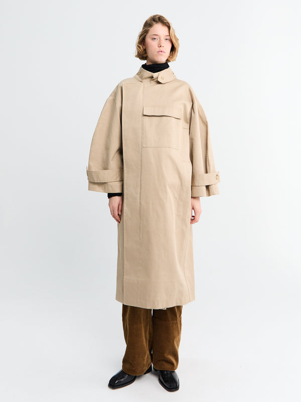 Stoy Water Resistant Coat In Cool Beige