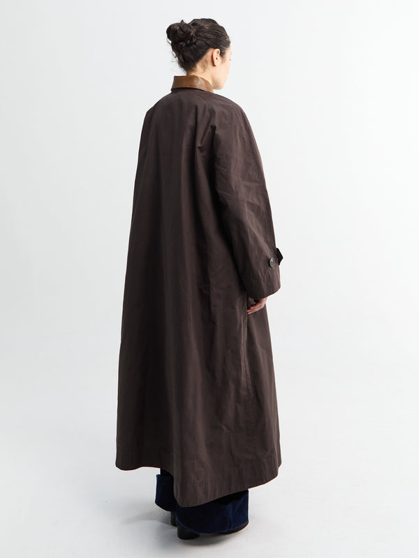 Stoy Waxed Cotton Mack Coat In Brown