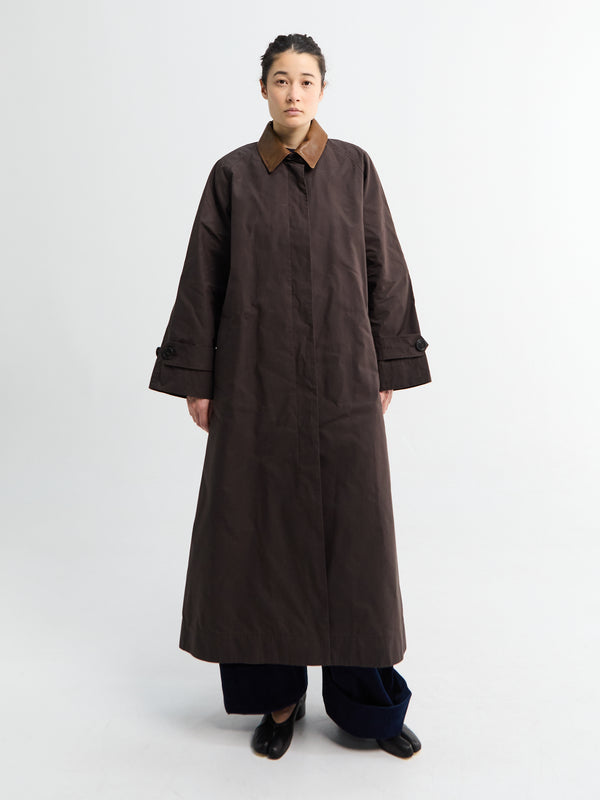stoy Waxed Cotton Mack coat in Brown