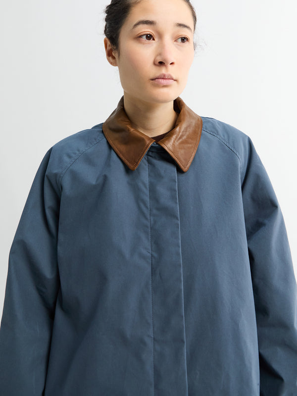 Stoy Waxed Cotton Mack Coat In Dove Blue