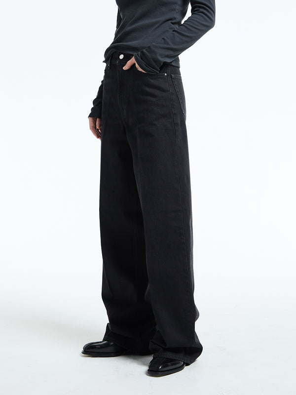 Stoy Wide Leg Denim In Faded Black
