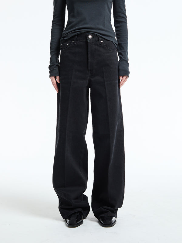 stoy Wide Leg Denim in Faded Black