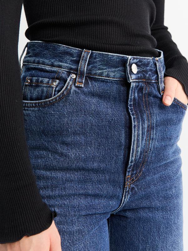 Stoy Wide Leg Denim Jeans In Dark Blue