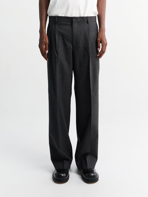 Stoy Wide Pleated Trousers In Antracite