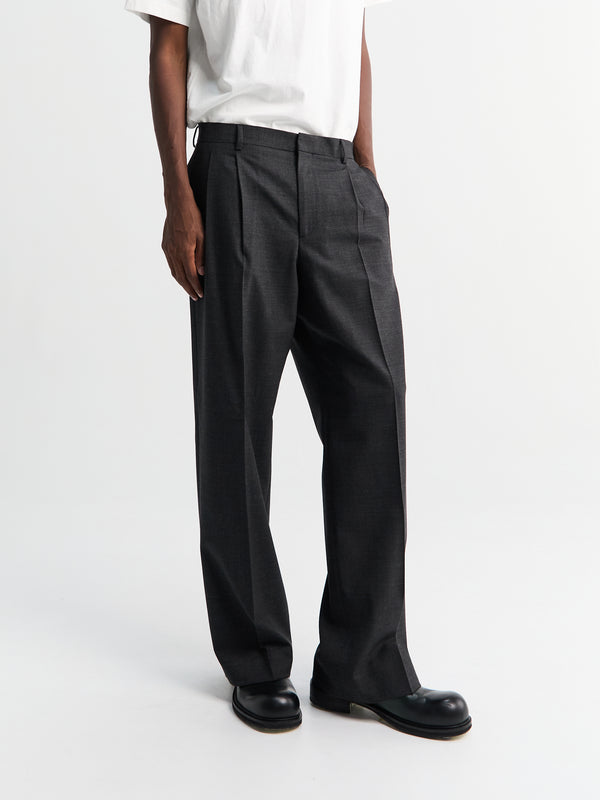 stoy Wide Pleated Trousers in Antracite