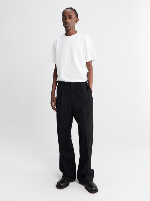 stoy Wide Pleated Trousers in Black