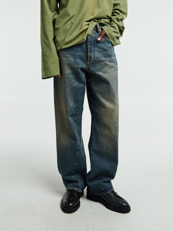 stoy Wide Twist Jeans in Dirty Blue