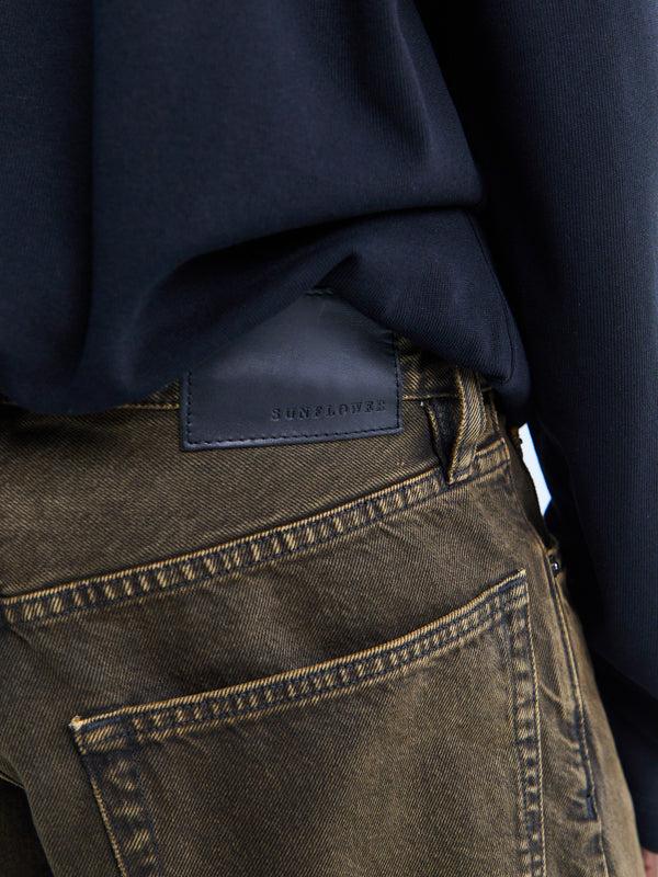 Stoy Wide Twist Jeans In Overdyed Black Khaki