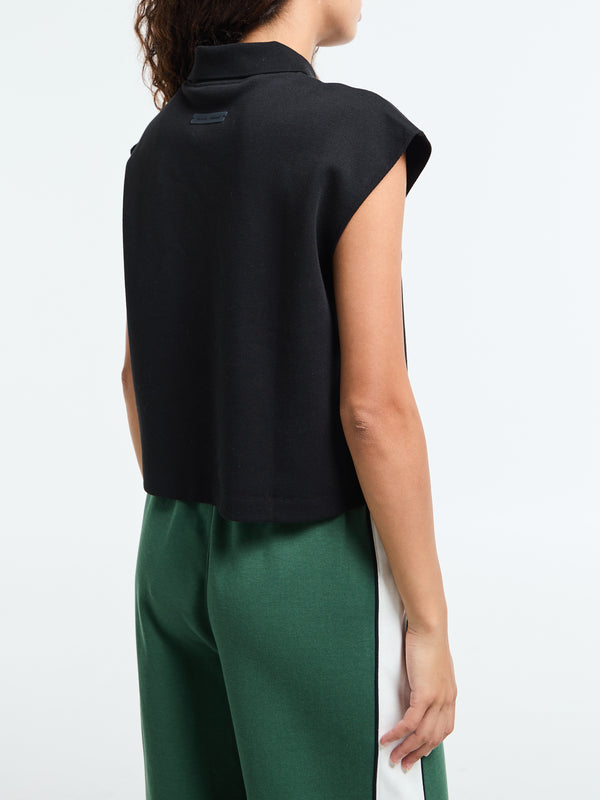 Stoy Women's Cropped Pique Polo In Jet Black