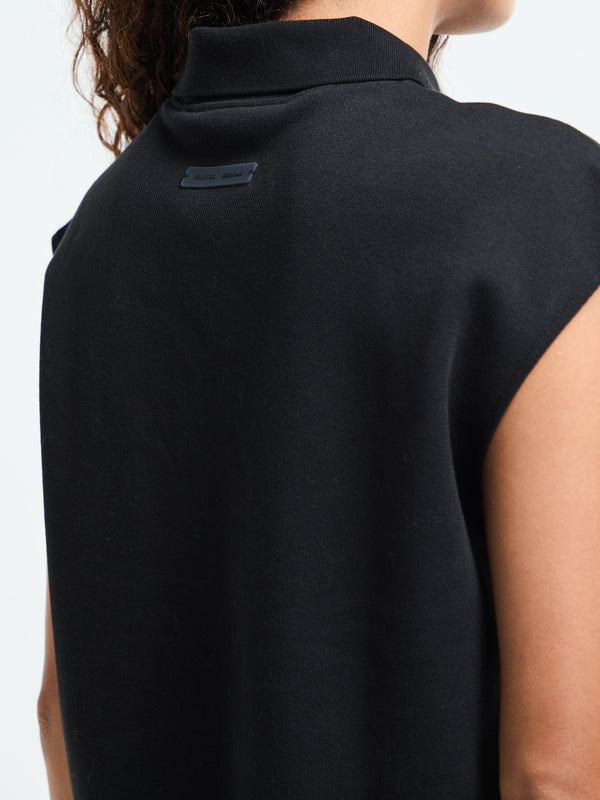 Stoy Women's Cropped Pique Polo In Jet Black