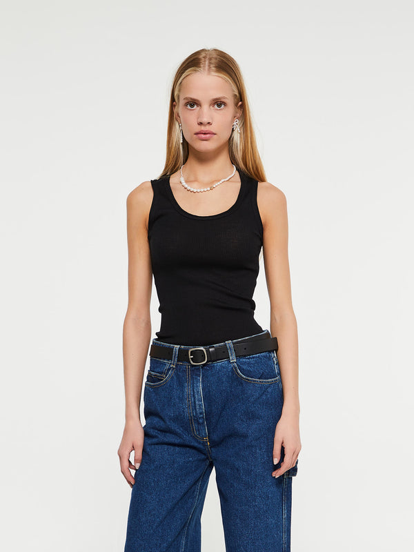 stoy Wool and Silk Tank Top in Black