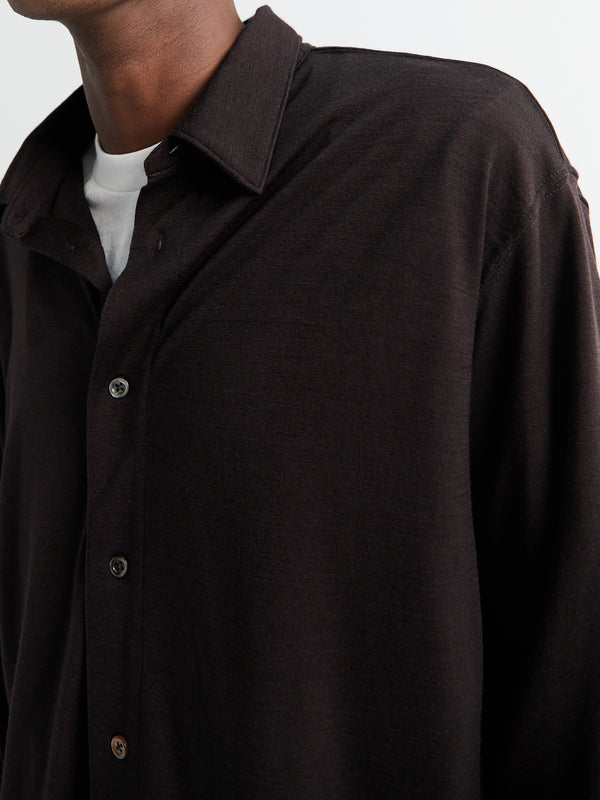 Stoy Wool Button Up In Woodberry